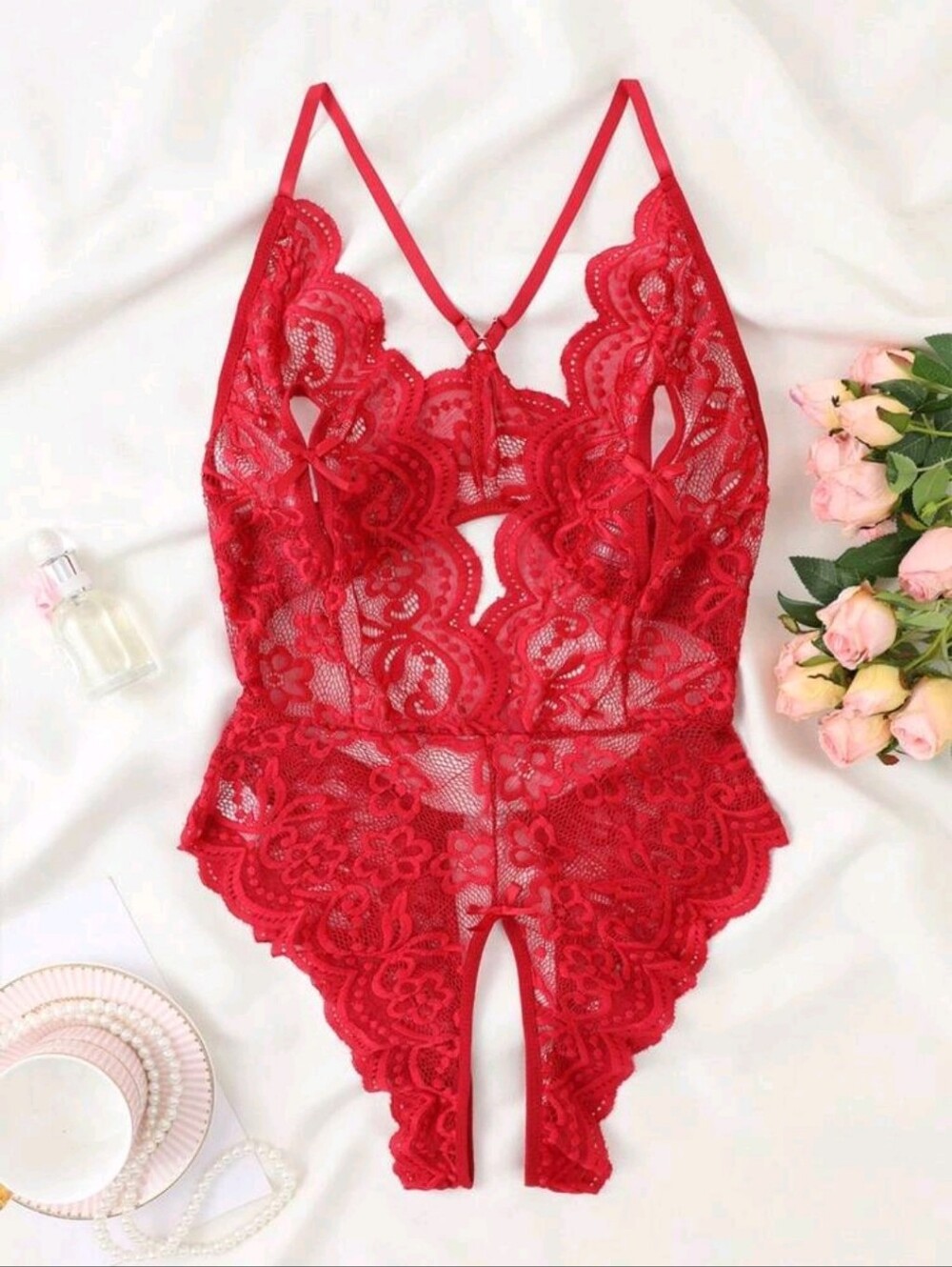 Shein Deep Plunge Lace Teddy